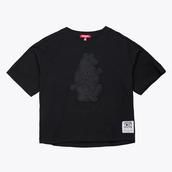 Women's Chicago Cubs Black Phantom Cropped T-Shirt