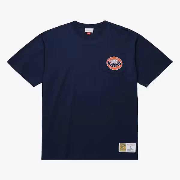 Houston Astros Navy Vintage Logo Double Hit Pocket T-Shirt