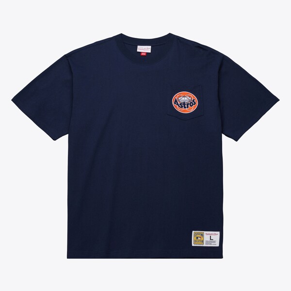 Houston Astros Navy Vintage Logo Double Hit Pocket T-Shirt