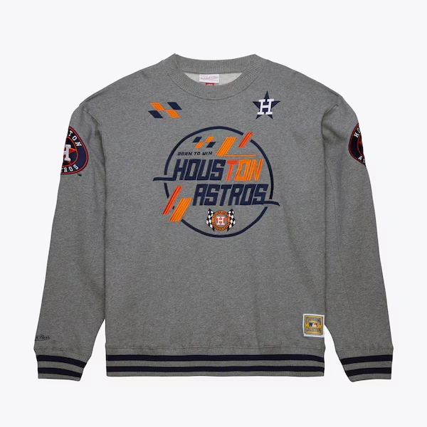 Houston Astros Gray Speedway Oversized Cooperstown Pullover Sweatshirt