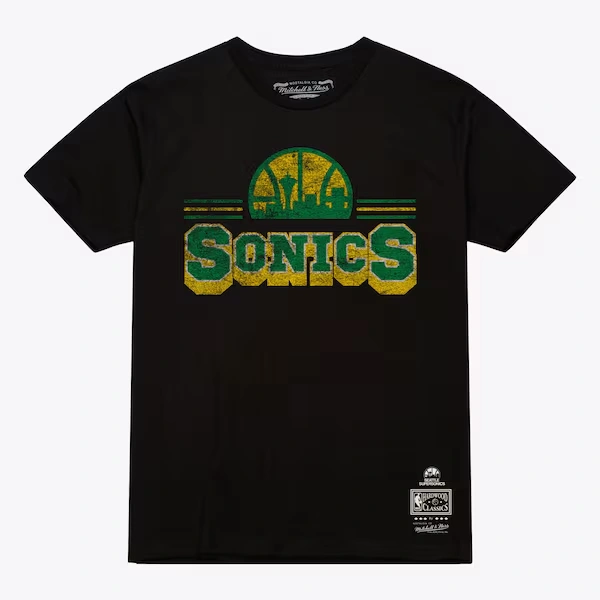 Seattle SuperSonics Black Fan Banner T-Shirt