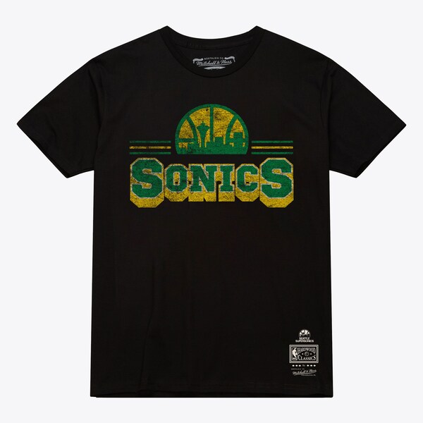 Seattle SuperSonics Black Fan Banner T-Shirt