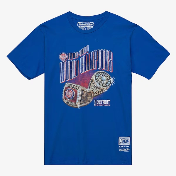 Detroit Pistons Blue 90s Rings T-Shirt