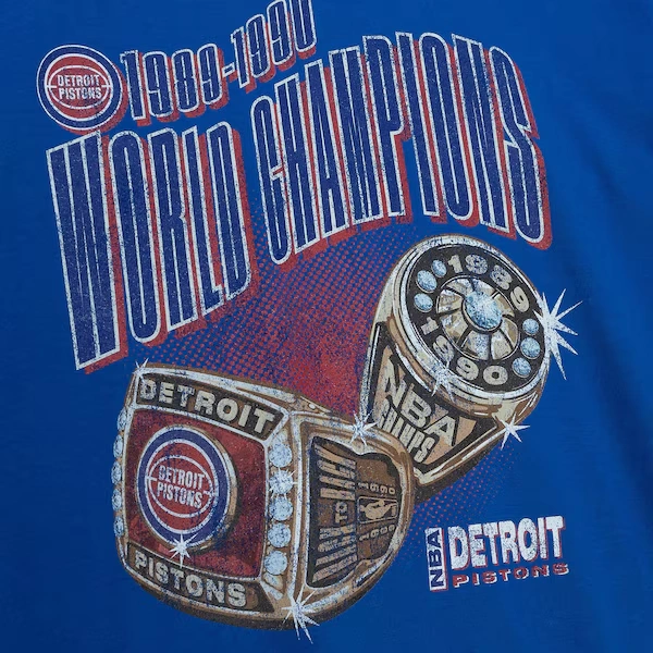 Detroit Pistons Blue 90s Rings T-Shirt 4 Detroit Pistons Blue 90s Rings T-Shirt