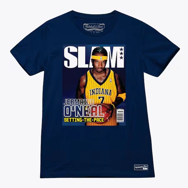 Jermaine O'Neal Indiana Pacers Navy March '04 Slam Cover T-Shirt