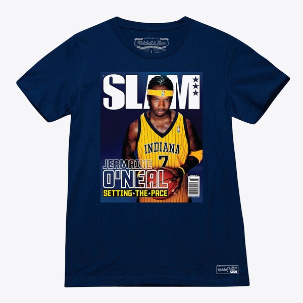 Jermaine O'Neal Indiana Pacers Navy March '04 Slam Cover T-Shirt