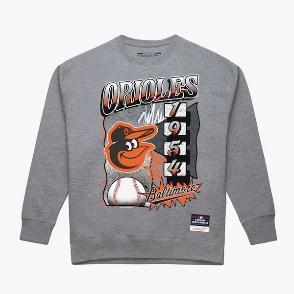 Baltimore Orioles Gray Overspray Pullover Sweatshirt