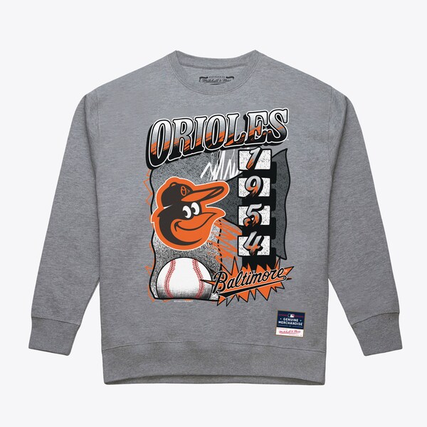 Baltimore Orioles Gray Overspray Pullover Sweatshirt