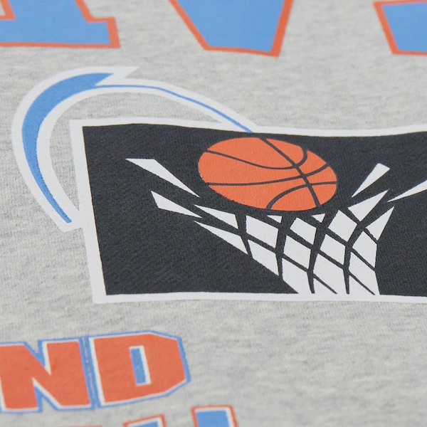 Cleveland Cavaliers Heather Gray All Over Print Vintage Fleece Crewneck Sweatshirt