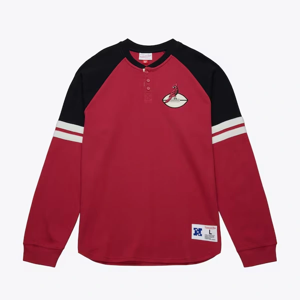 Arizona Cardinals Red Vintage Logo Thermal Henley Top