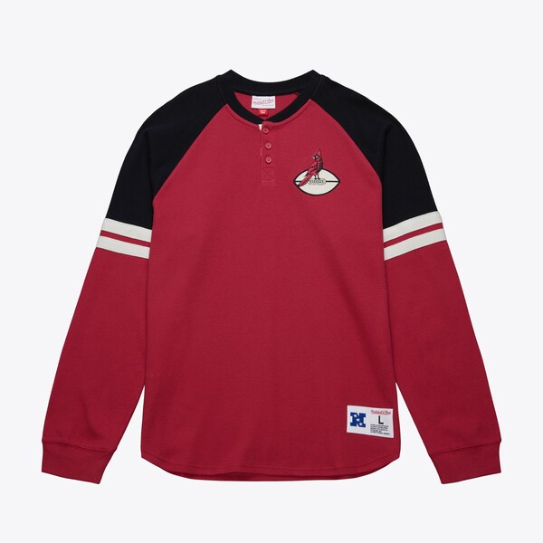 Arizona Cardinals Red Vintage Logo Thermal Henley Top