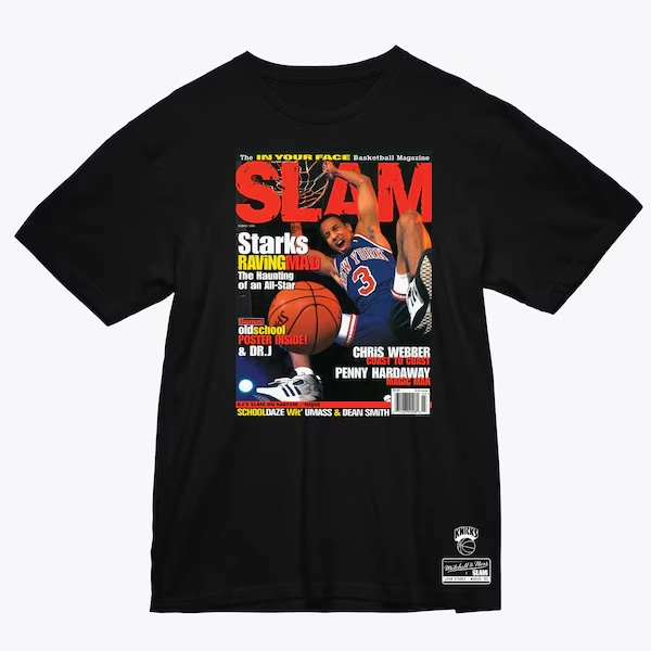 John Starks New York Knicks Black Slam Cover T-Shirt