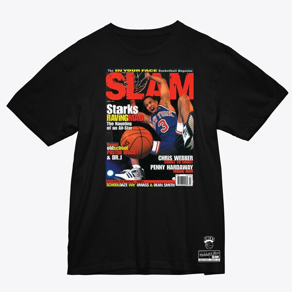 John Starks New York Knicks Black Slam Cover T-Shirt