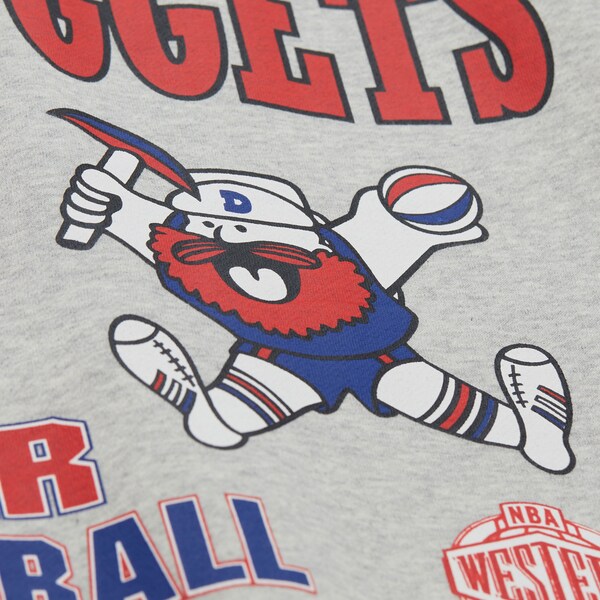 Denver Nuggets Heather Gray All Over Print Vintage Fleece Crewneck Sweatshirt