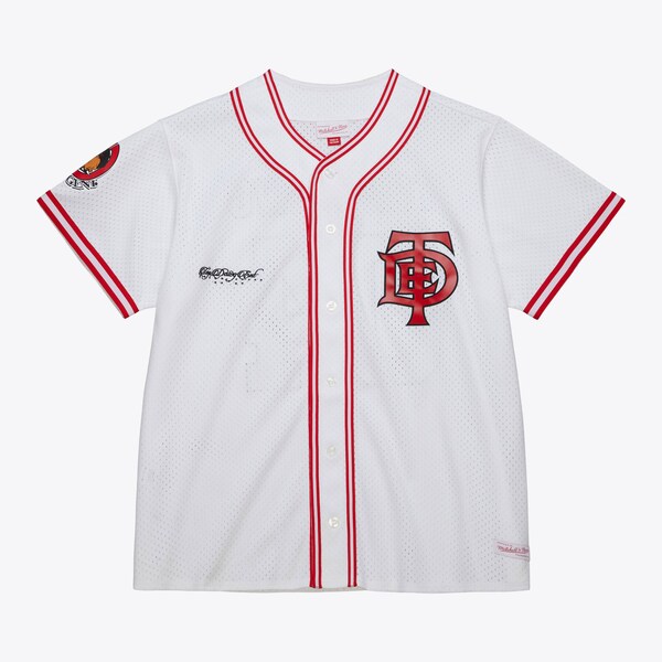 M&N x AOHH White 50th Anniversary of Hip-Hop TDE Full-Button Baseball Jersey