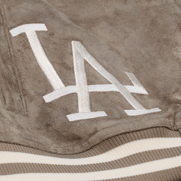 Women's Los Angeles Dodgers Tan/Cream Varsity Full-Snap Jacket 4 Women's Los Angeles Dodgers Tan/Cream Varsity Full-Snap Jacket