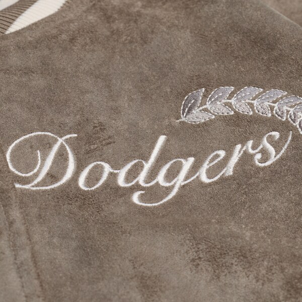 Women's Los Angeles Dodgers Tan/Cream Varsity Full-Snap Jacket 5 Women's Los Angeles Dodgers Tan/Cream Varsity Full-Snap Jacket