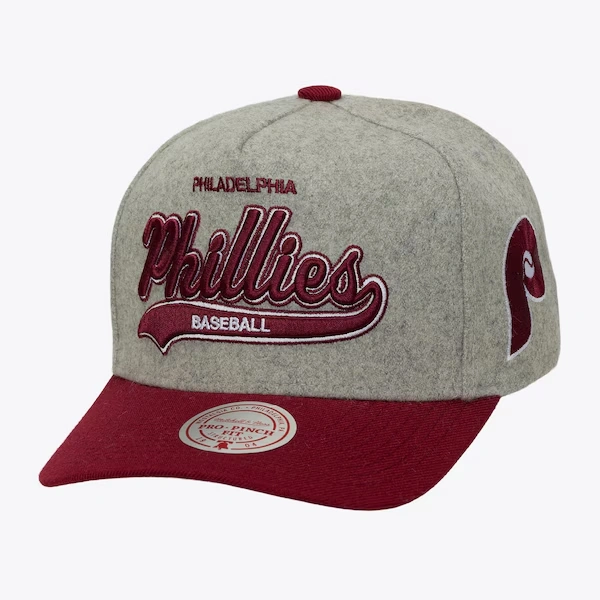 Philadelphia Phillies Heather Gray Cooperstown Tailsweep Pro Pinch Snapback Hat