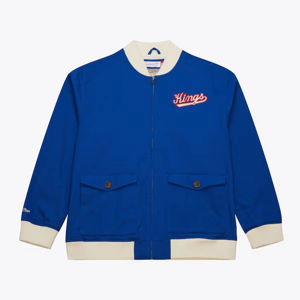 Sacramento Kings Royal Vintage Logo Replay Cotton Twill Full-Zip Jacket