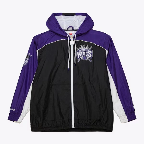 Sacramento Kings Black Vintage Logo Big Shot Premium Windbreaker Full-Zip Jacket
