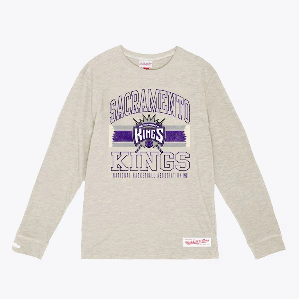 Sacramento Kings Oatmeal Striped Logo Lockup Slub Long Sleeve T-Shirt