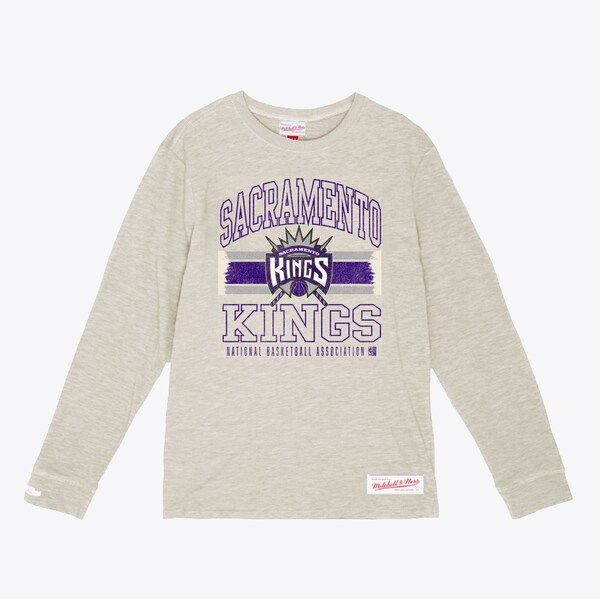 Sacramento Kings Oatmeal Striped Logo Lockup Slub Long Sleeve T-Shirt
