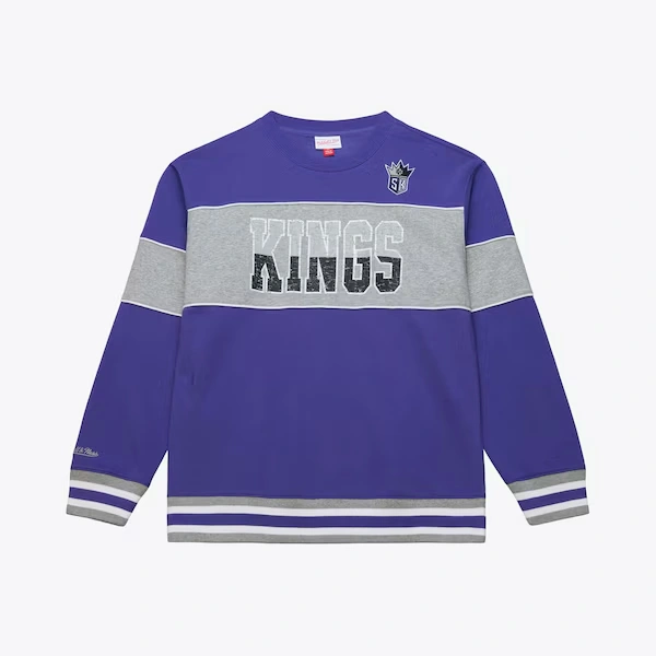 Sacramento Kings Purple/Heather Gray Fleece Crewneck Sweatshirt