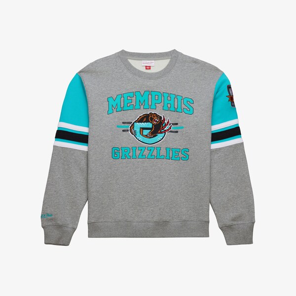 Memphis Grizzlies Heather Gray Vintage Logo Allover 4.0 Fleece Pullover Sweatshirt