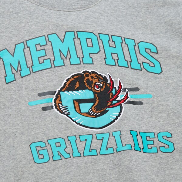 Memphis Grizzlies Heather Gray Vintage Logo Allover 4.0 Fleece Pullover Sweatshirt