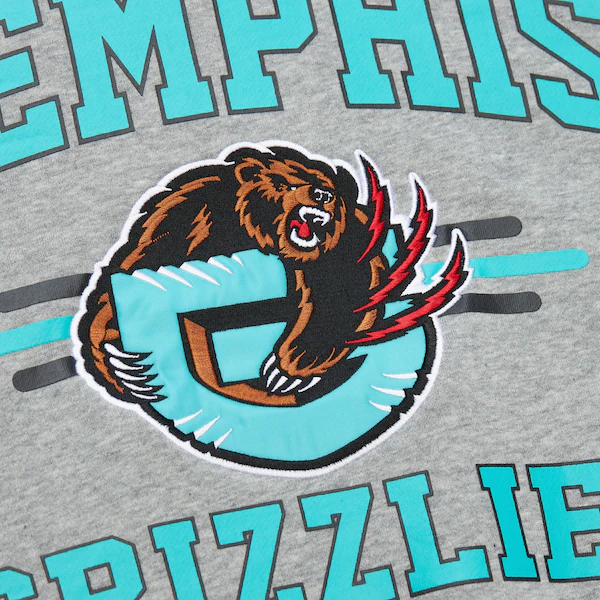 Memphis Grizzlies Heather Gray Vintage Logo Allover 4.0 Fleece Pullover Sweatshirt