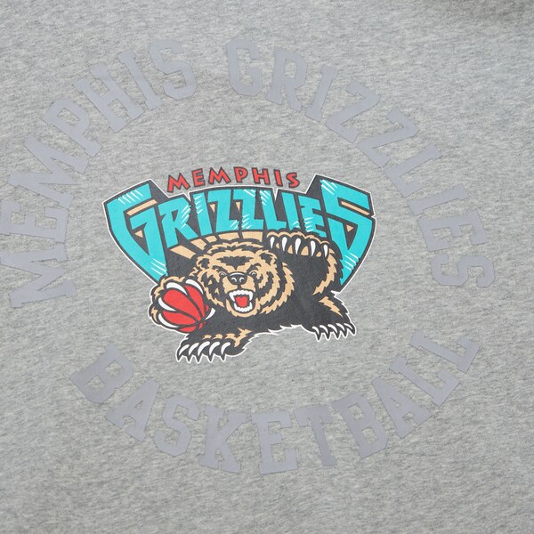 Memphis Grizzlies Heather Gray Vintage Logo Allover 4.0 Fleece Pullover Sweatshirt