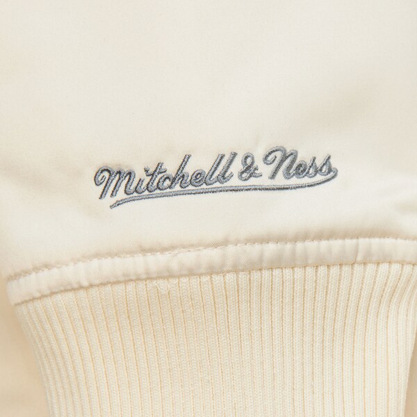 M&N x LA28 Cream Satin Full-Zip Bomber Jacket