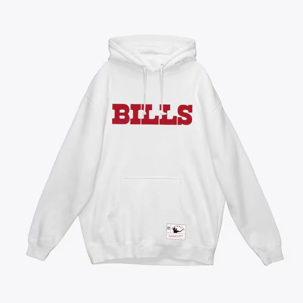 Buffalo Bills White Team Wordmark Vintage Pullover Hoodie