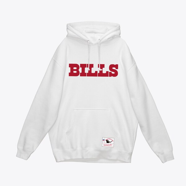 Buffalo Bills White Team Wordmark Vintage Pullover Hoodie