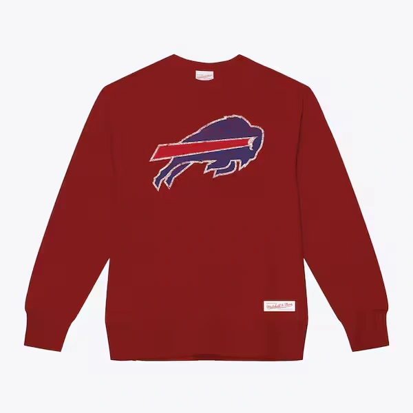 Buffalo Bills Red Distressed Pullover Sweatshirt