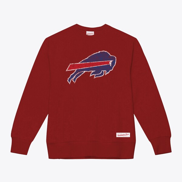 Buffalo Bills Red Distressed Pullover Sweatshirt
