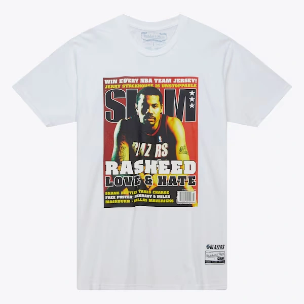 Rasheed Wallace Portland Trail Blazers White Slam Cover T-Shirt