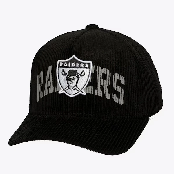 Oakland Raiders Black Arch Stamp Pro Pinch Snapback Hat