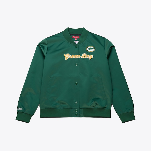 Women's Green Bay Packers Green Vintage Satin Full-Snap Jacket