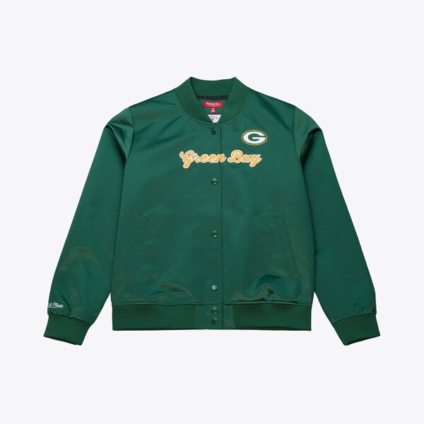 Women's Green Bay Packers Green Vintage Satin Full-Snap Jacket