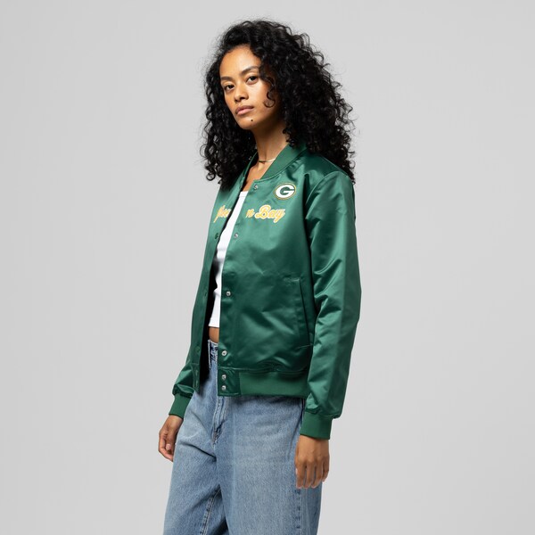 Women's Green Bay Packers Green Vintage Satin Full-Snap Jacket 5 Women's Green Bay Packers Green Vintage Satin Full-Snap Jacket