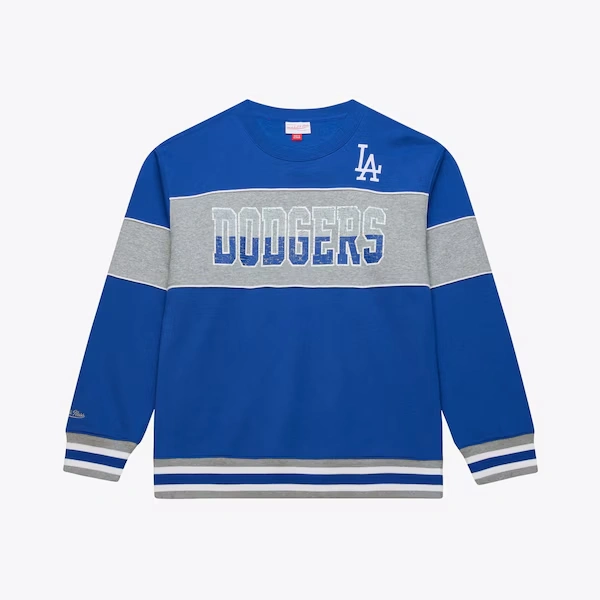 Los Angeles Dodgers Royal/Heather Gray Fleece Crewneck Sweatshirt