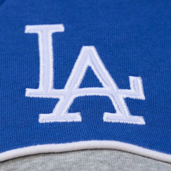 Los Angeles Dodgers Royal/Heather Gray Fleece Crewneck Sweatshirt 4 Los Angeles Dodgers Royal/Heather Gray Fleece Crewneck Sweatshirt