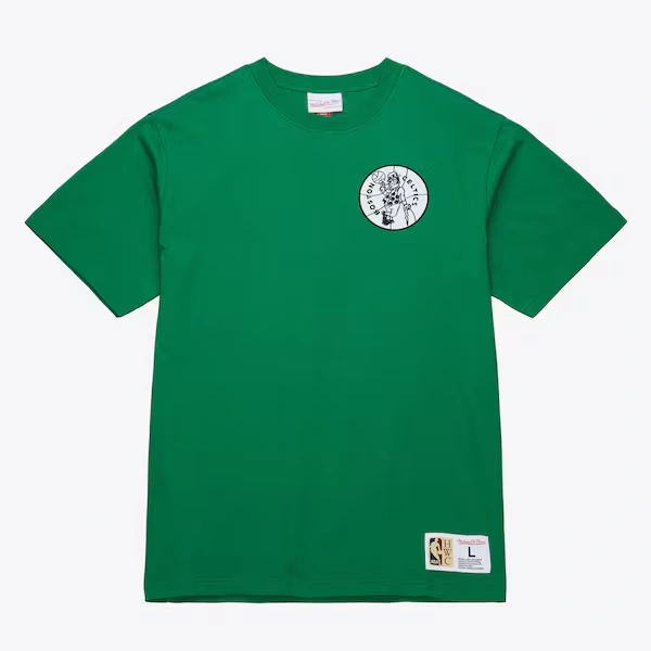 Larry Bird Boston Celtics Kelly Green Hardwood Classics Legends Vintage Logo T-Shirt