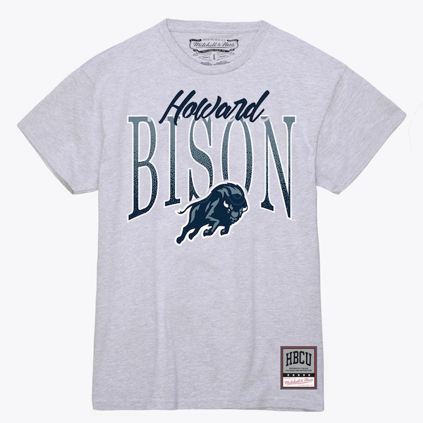 Women's Howard Bison Heather Gray Script Arc T-Shirt