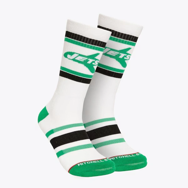 New York Jets White Team Stripes Crew Socks