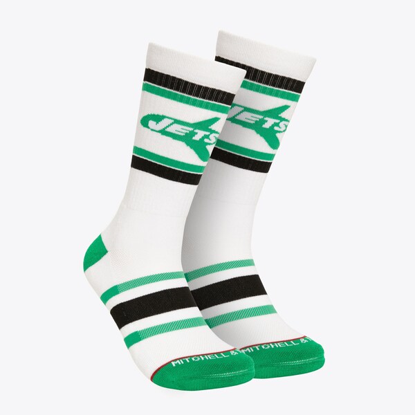 New York Jets White Team Stripes Crew Socks