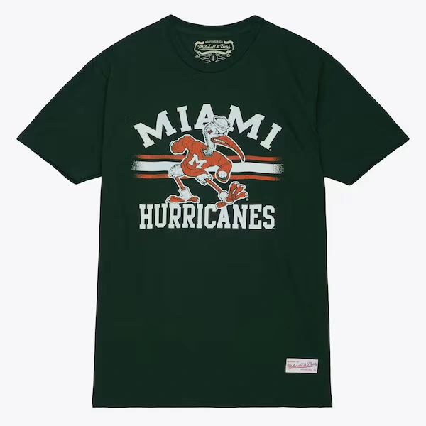 Miami Hurricanes Green Vintage Stripes T-Shirt