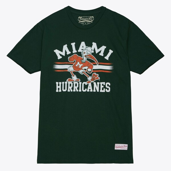 Miami Hurricanes Green Vintage Stripes T-Shirt