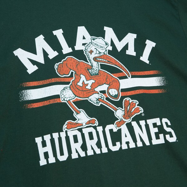 Miami Hurricanes Green Vintage Stripes T-Shirt